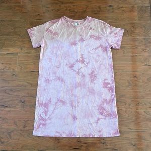 Old Navy Mauve Pink Tie Dye Short Sleeve Tee Shirt Midi Dress